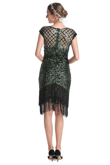 Mörkgrön paljett 20 Tals Klänning